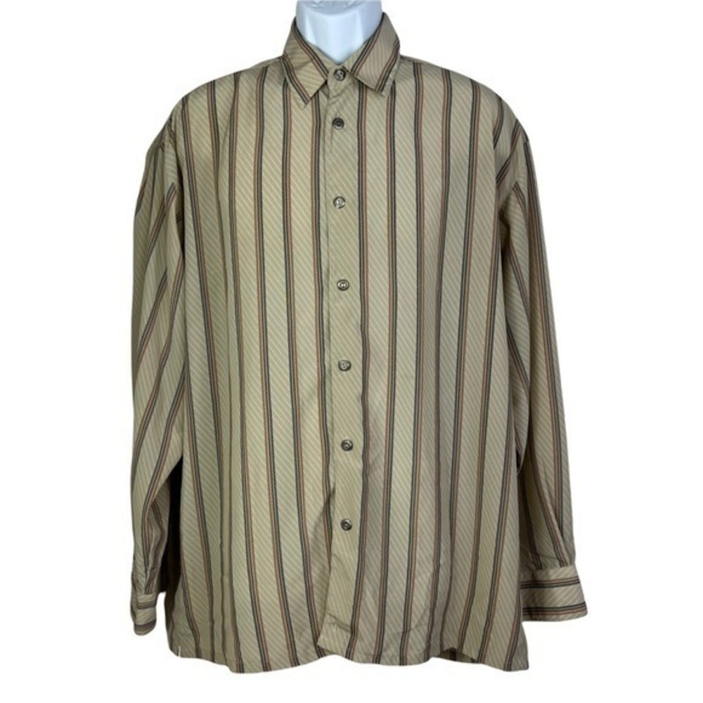 BASSIRI UOMO Men Casual Shirt Buttons Down Tan Sz L